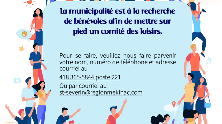 Recherche de bénévole pour comité des loisirs