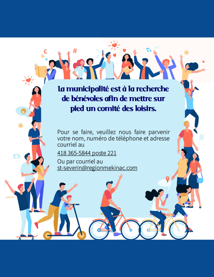 Recherche de bénévole pour comité des loisirs